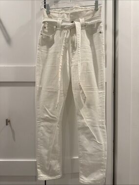 7 For All Mankind Roxanne High Rise Paper Bag Jean - White